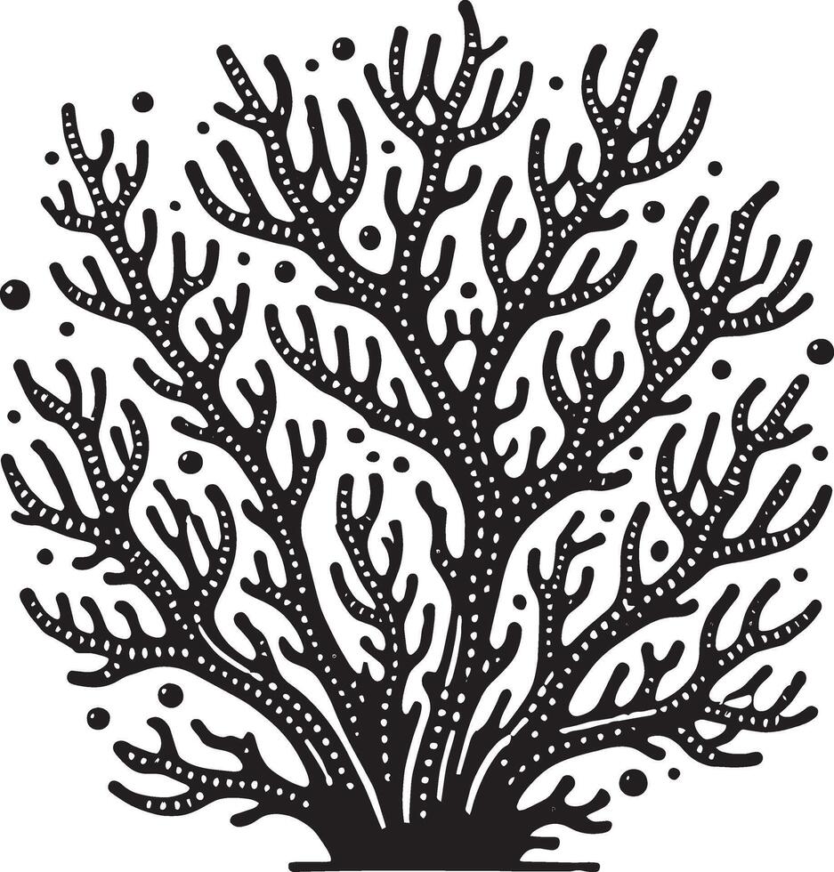 Bold sea coral silhouette design on pure white vector