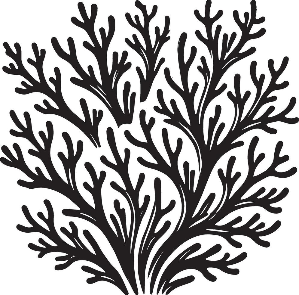 Graceful underwater coral design silhouette on white background vector