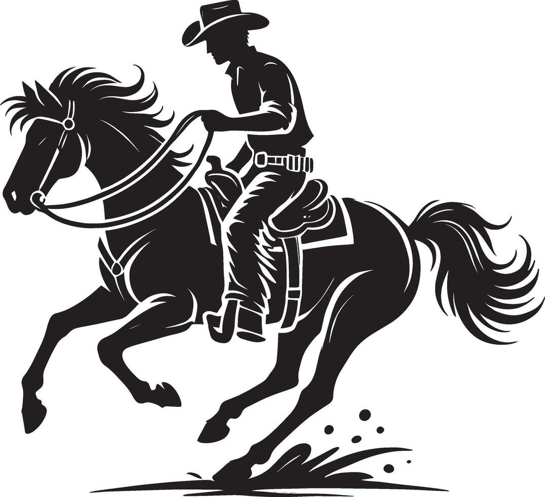 Clean cowboy shape design in silhouette on white vector
