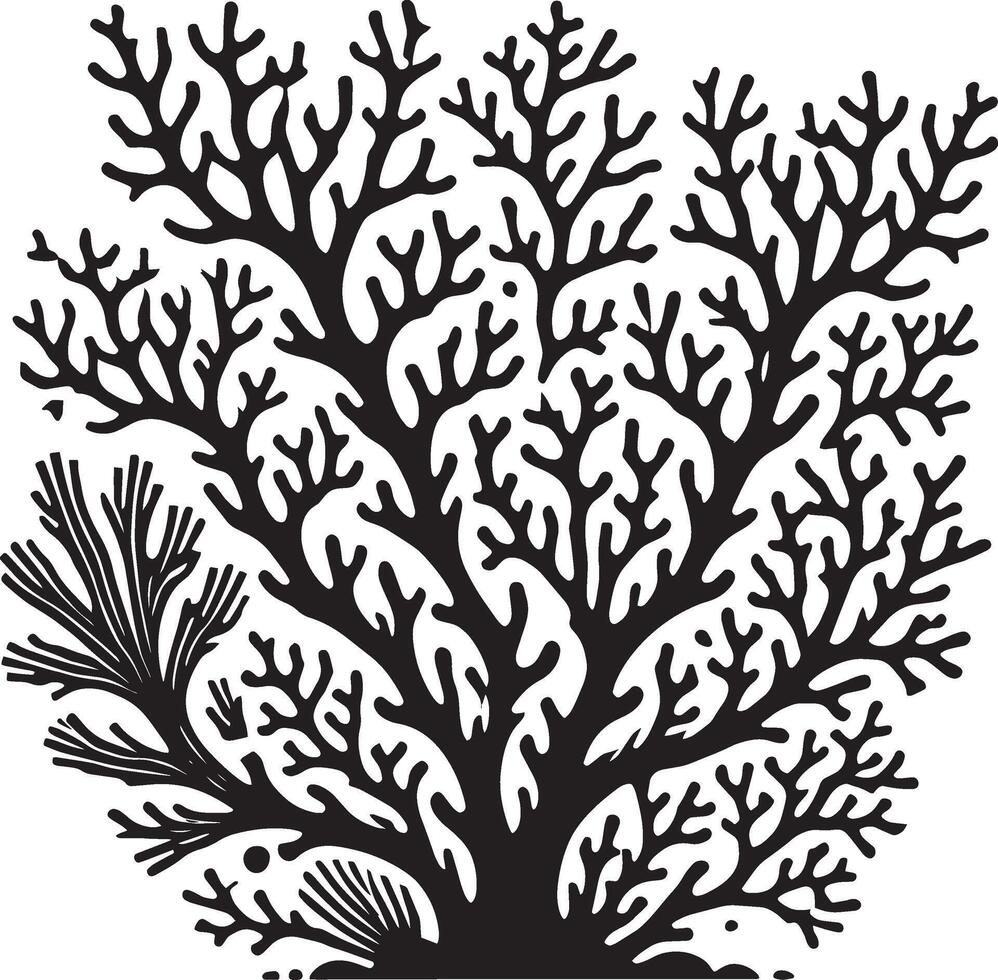 Majestic sea coral shadow silhouette artwork on white vector