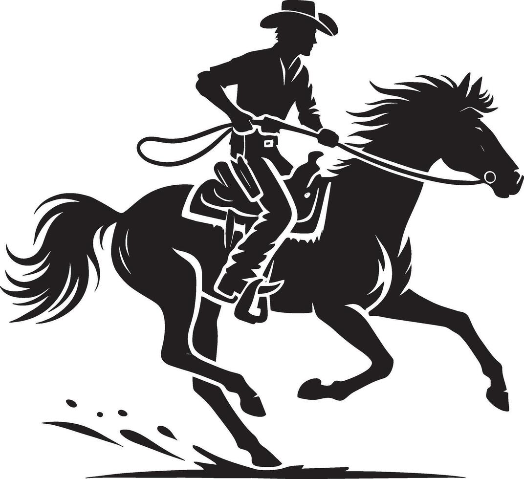 Sleek western cowboy figure shadow on white background cowboy icon vector