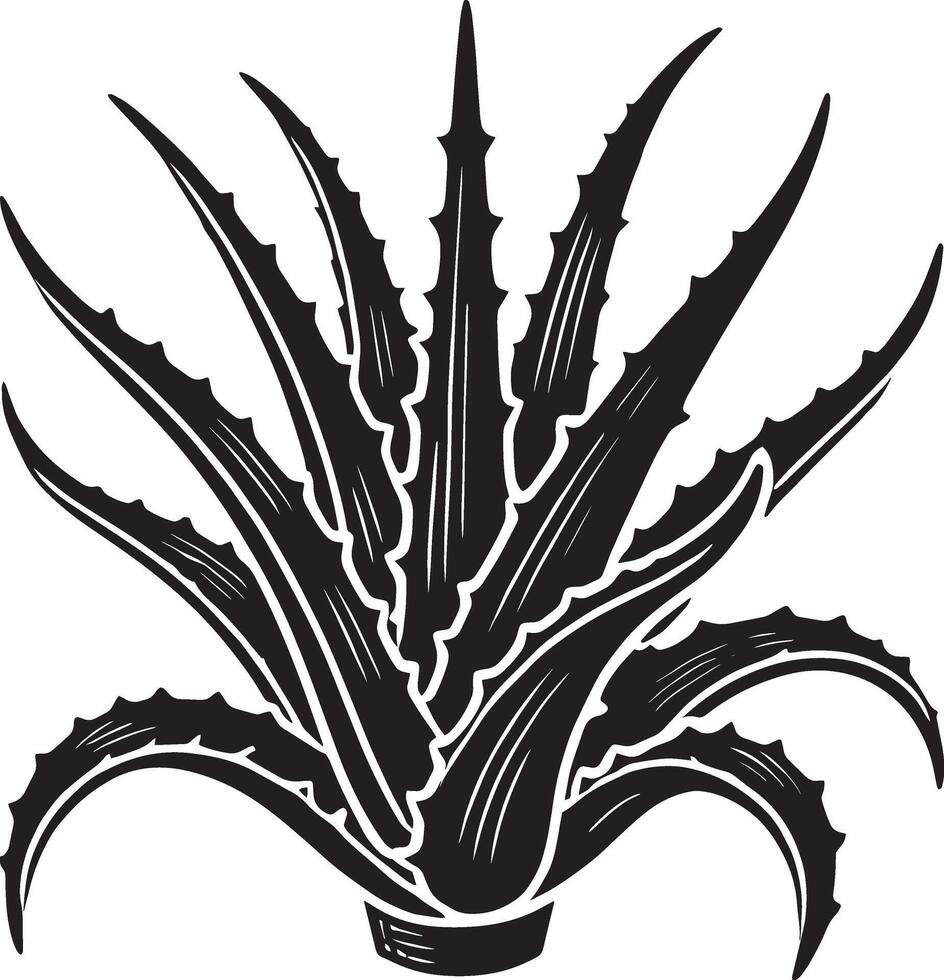 Bold aloe vera plant shape design against white background vector