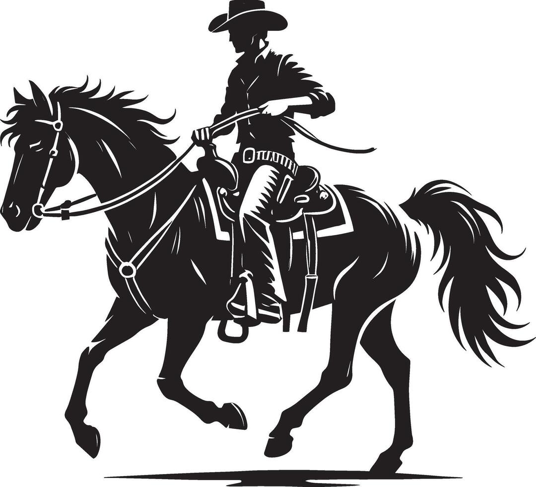 Timeless cowboy figure silhouette on white cowboy symbol vector