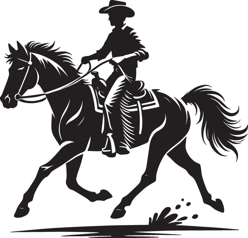 Strong cowboy shadow illustration against a pure white background vector