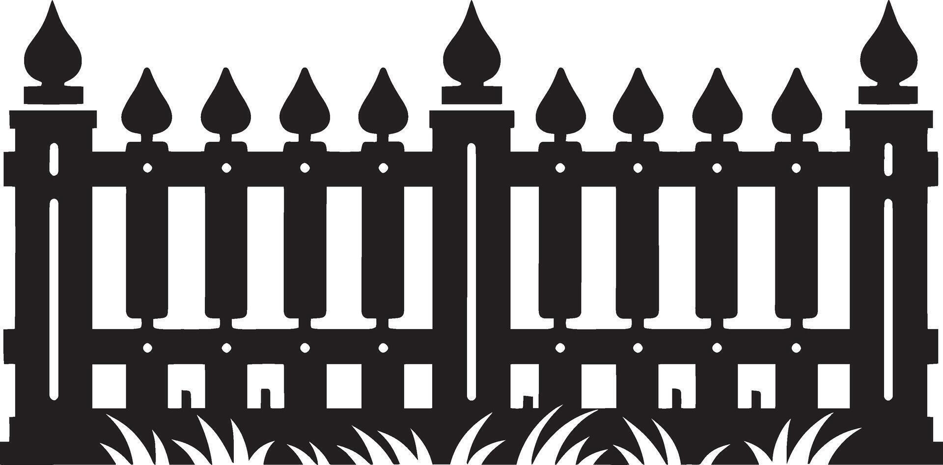 Lovely garden fence silhouette design on clean white background vector