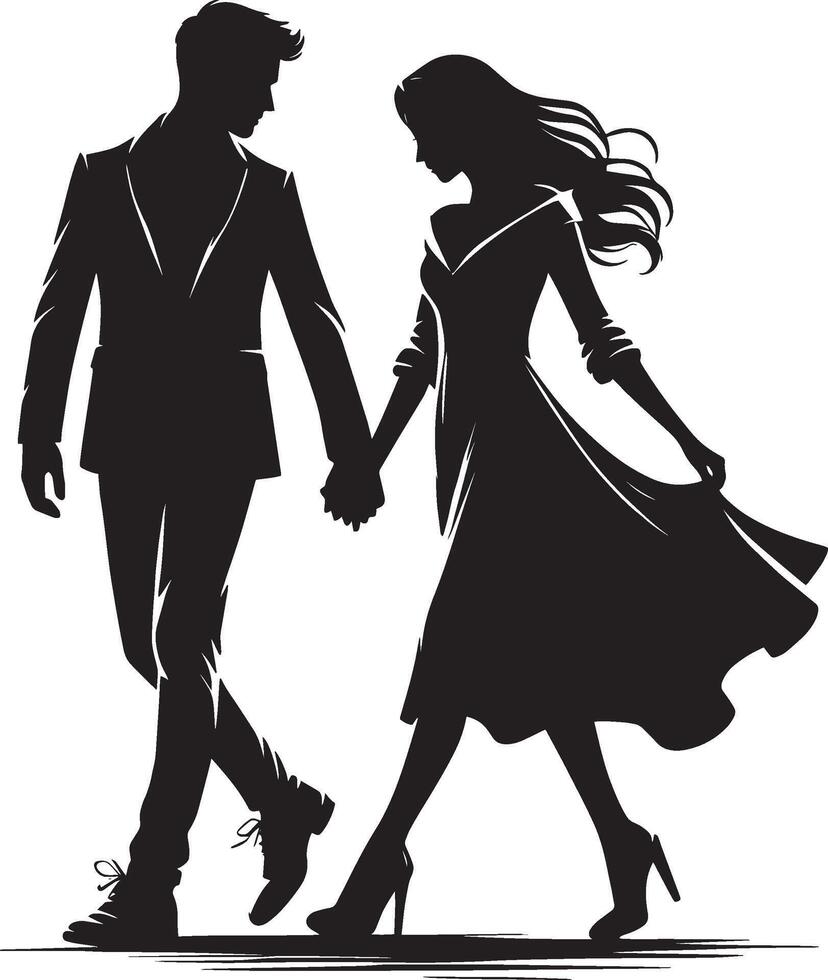 Romantic lovebirds in silhouette isolated on white vector