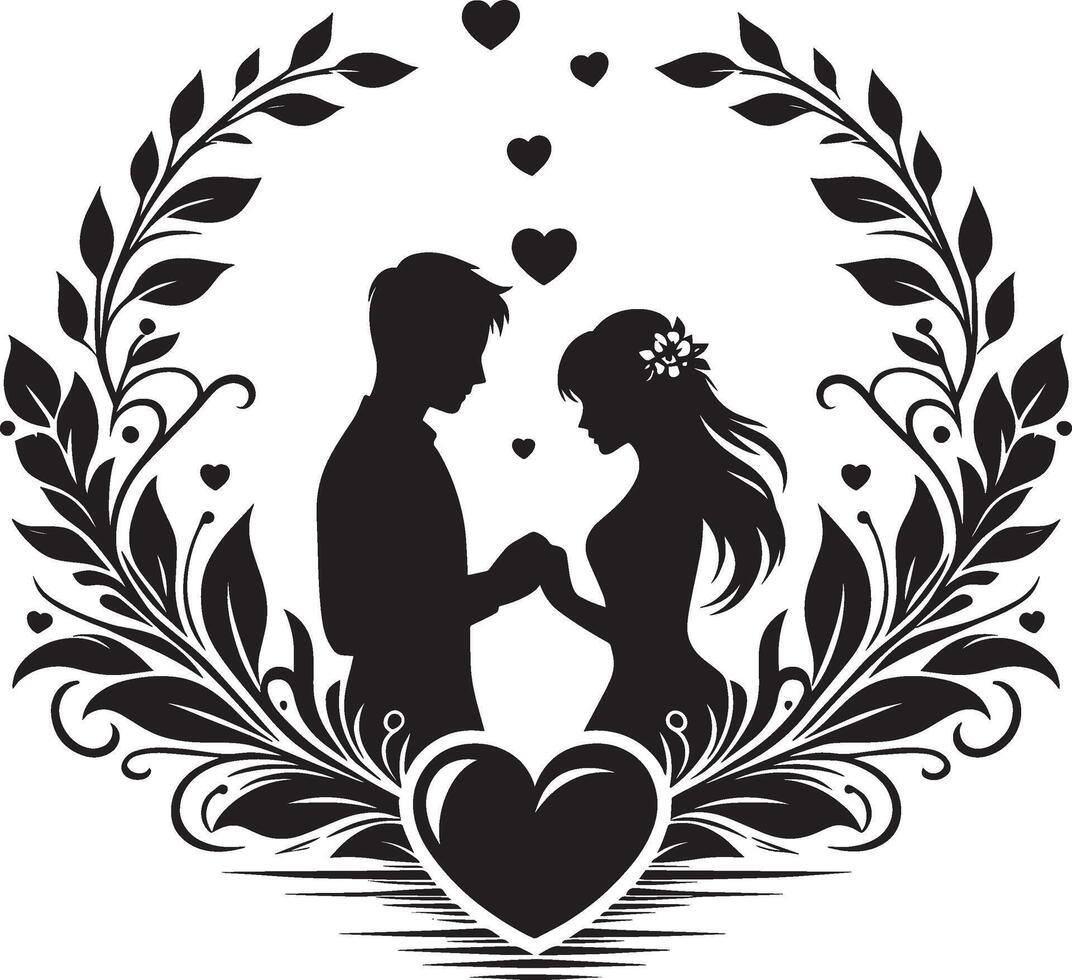 Romantic couple in an embrace silhouette on white vector