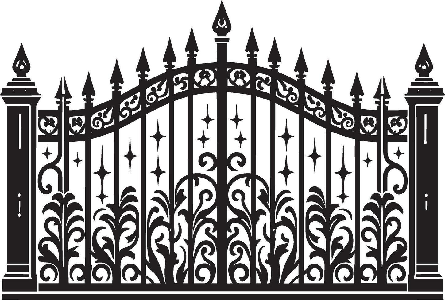 Decorative garden fence shape shadow on clean white surface vector
