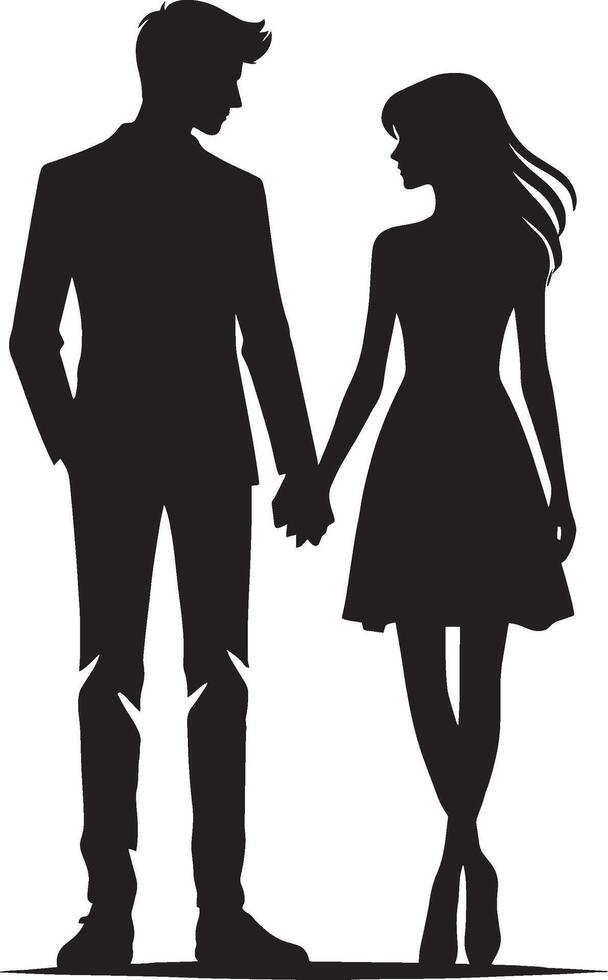 Artistic couple silhouette capturing love on white background vector
