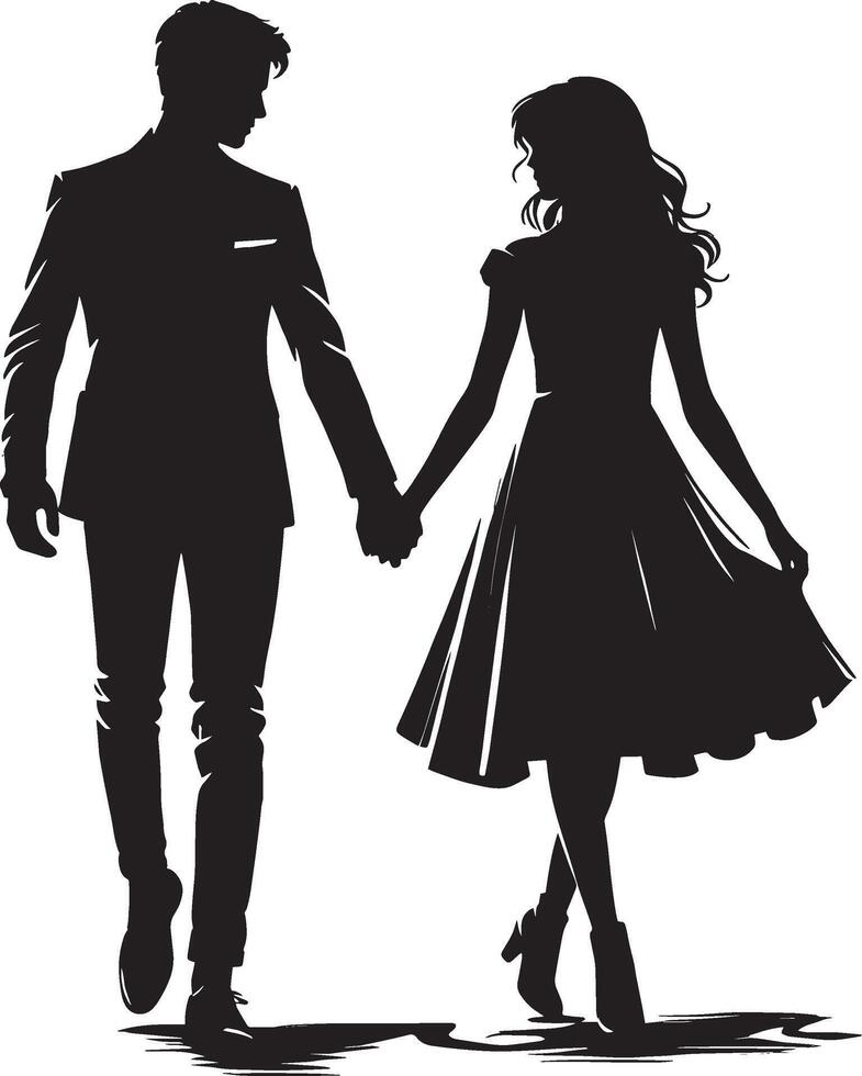 Simplistic romantic couple love design silhouette on white vector