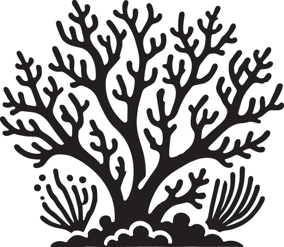 Delicate sea coral silhouette illustration on clean white vector