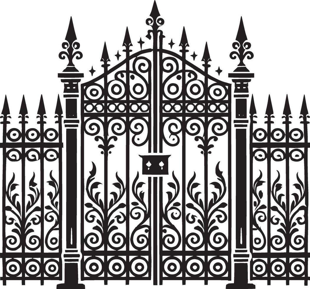 Decorative garden fence shadow design on a crisp white canvas vector
