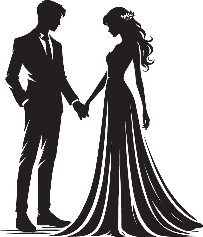 Beautiful love scene of a couple in silhouette on white vector
