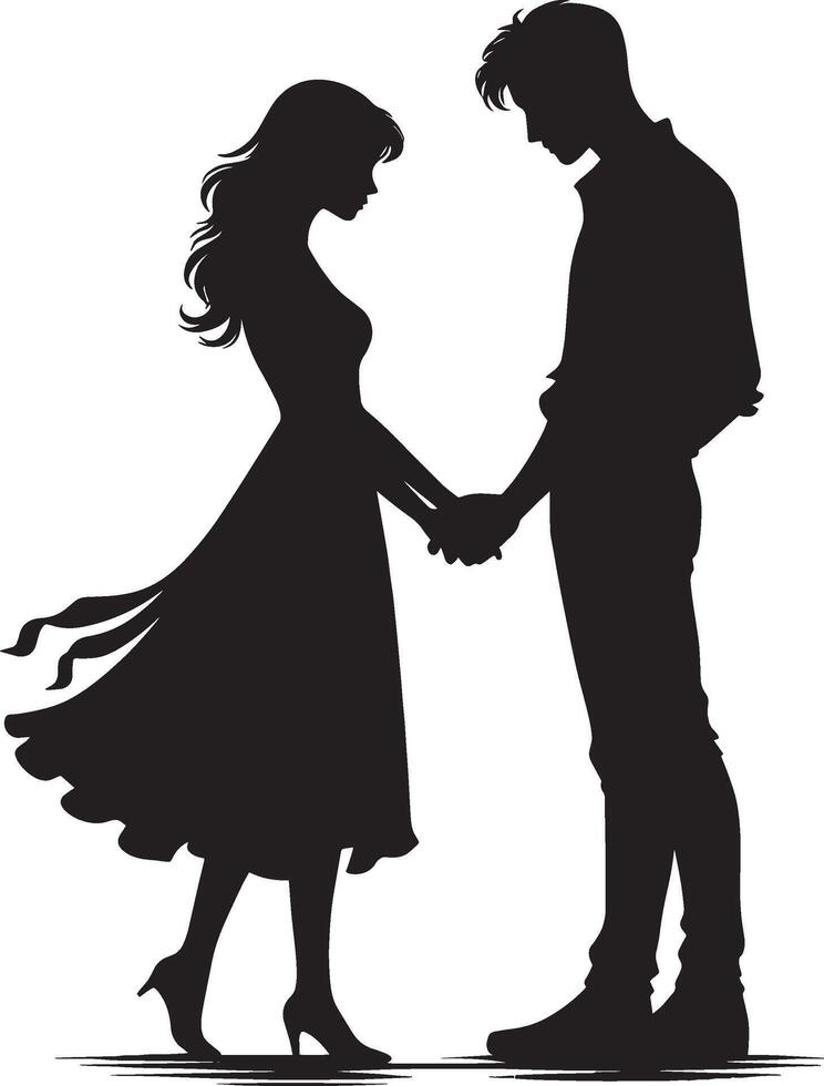 Romantic couple silhouette beautifully drawn on white background vector