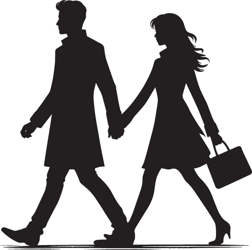 Simple yet beautiful couple silhouette artwork on white vector