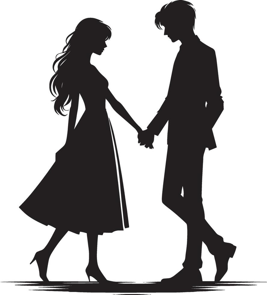 Classic lovers pose silhouette artwork on a white canvas vector