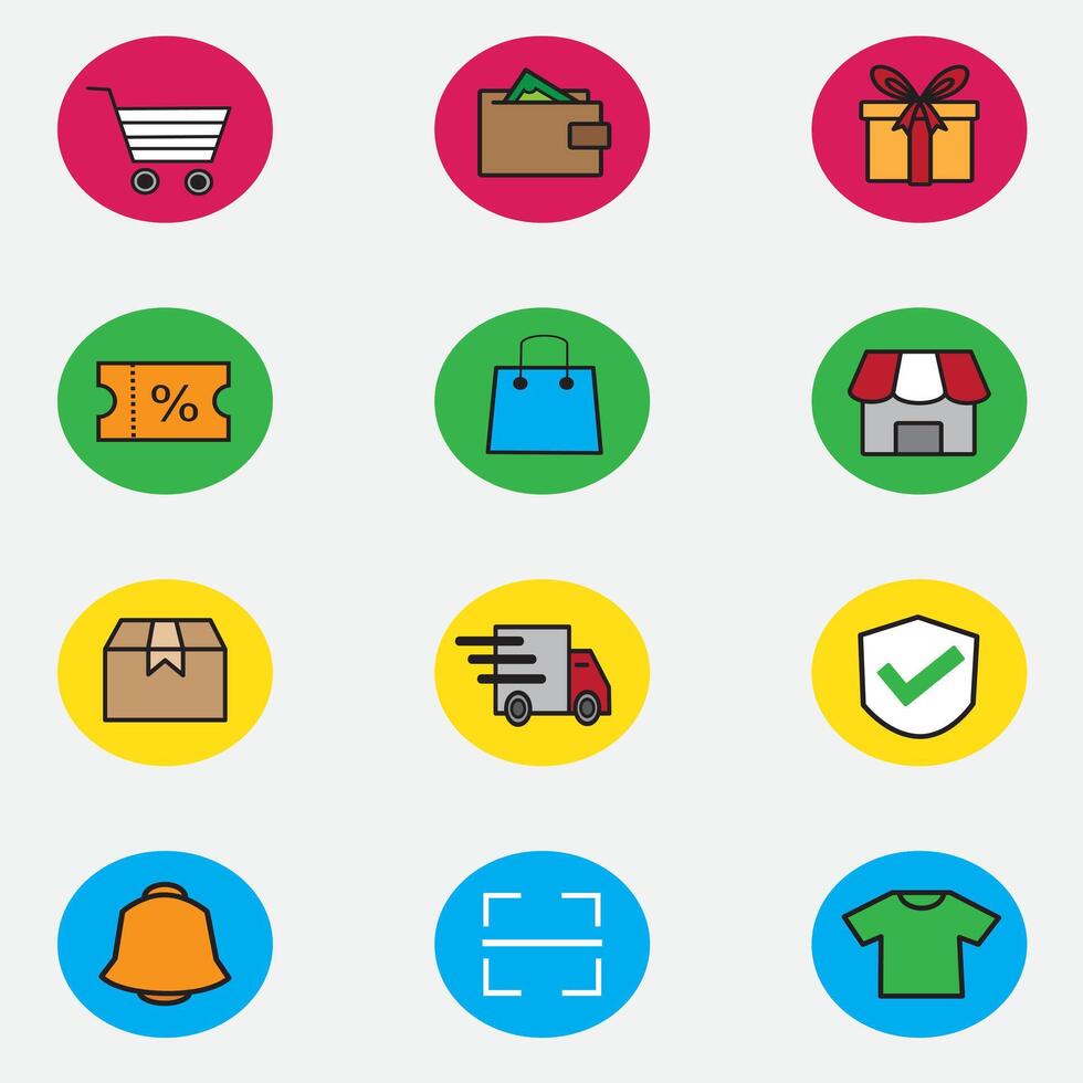 conjunto de mi comercio íconos con color bueno para web, solicitud, sitio web mi comercio y elemento diseño vector