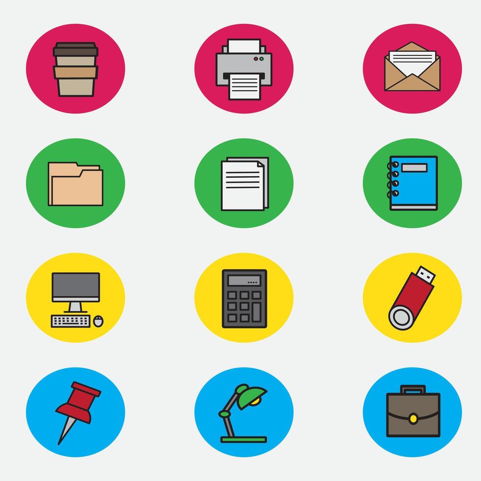 office icon with color good for element design, workspace icon, ui design, web design, etc vector