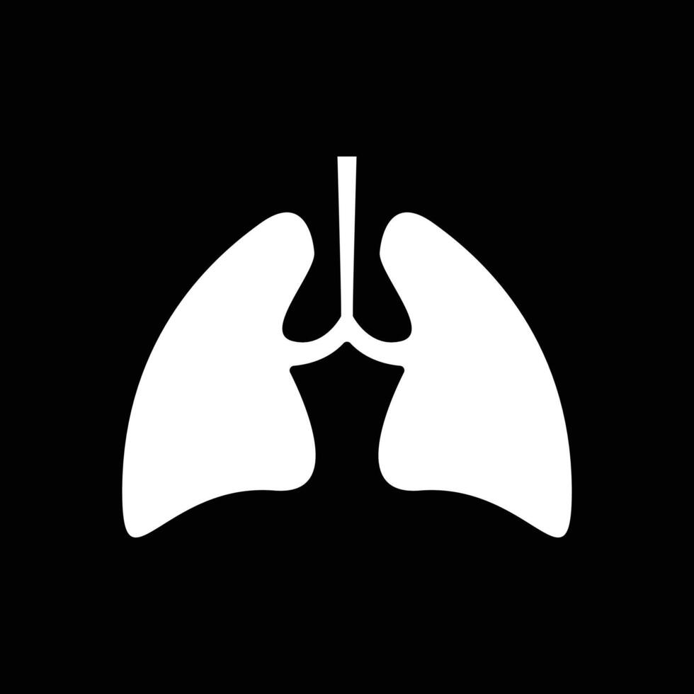 Lungs icon logo in black background . vector