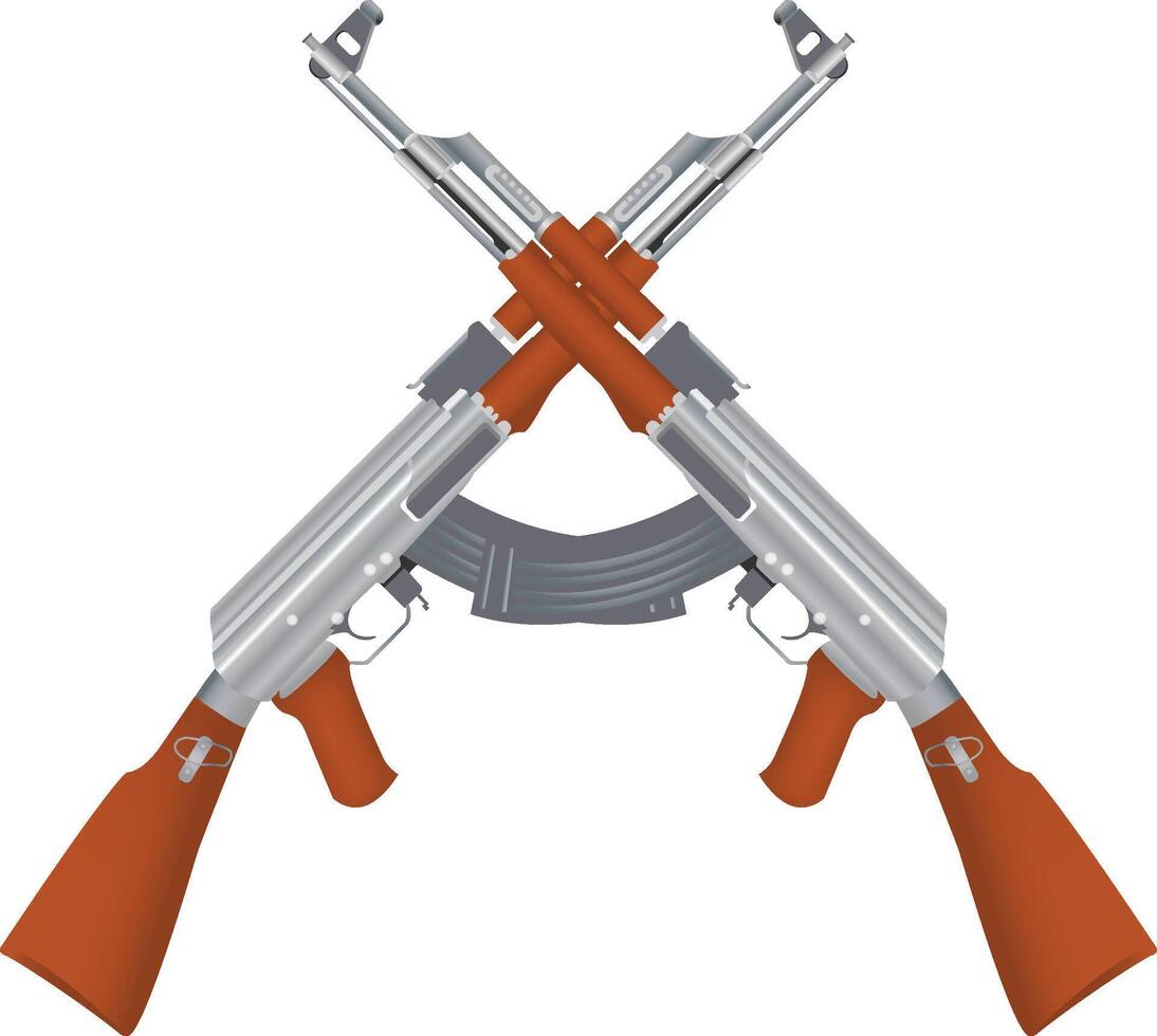 Ak-47 Crossed Assault Rifles Design . vector