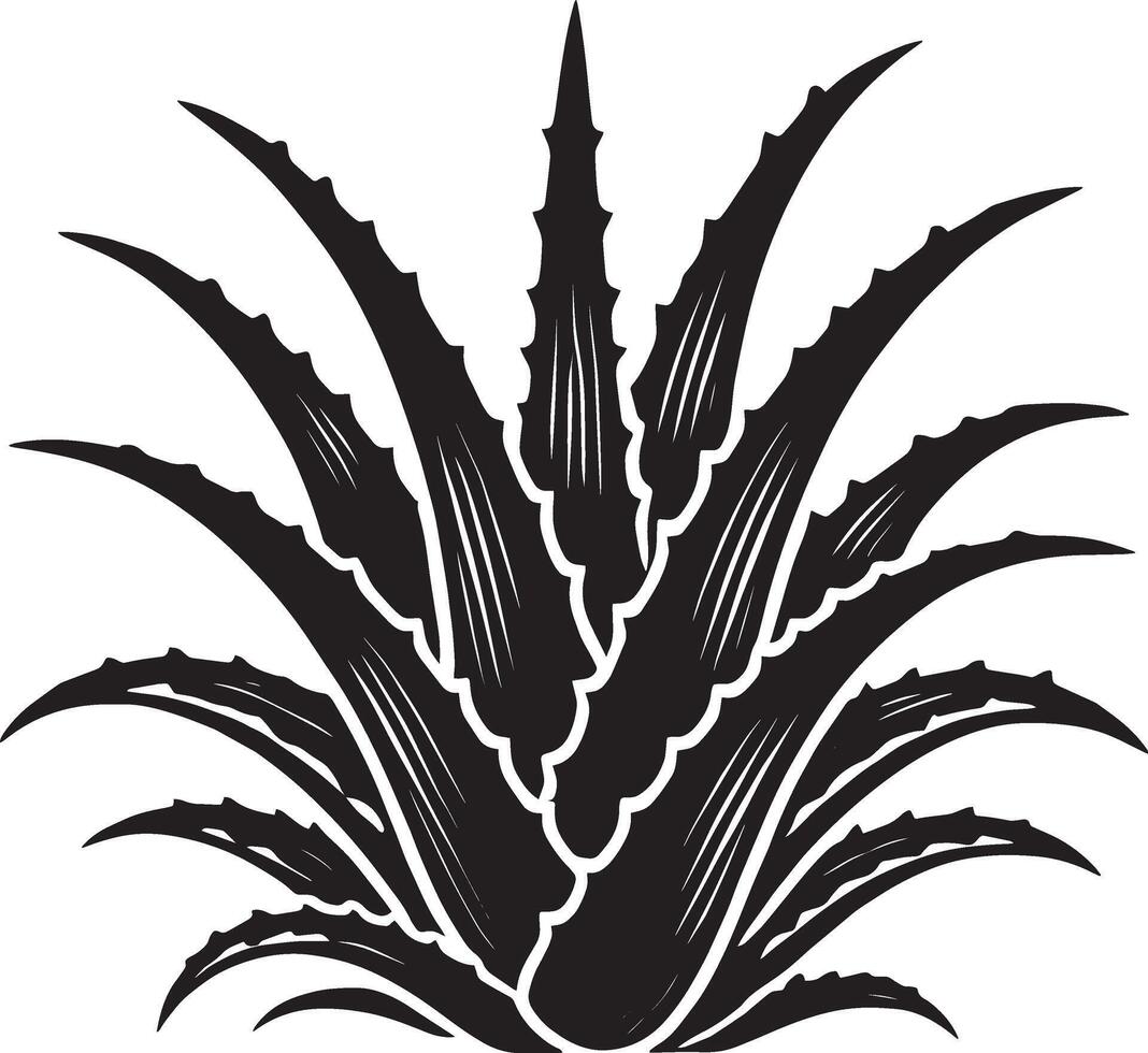 Sleek aloe vera silhouette artwork on a clean white backdrop vector