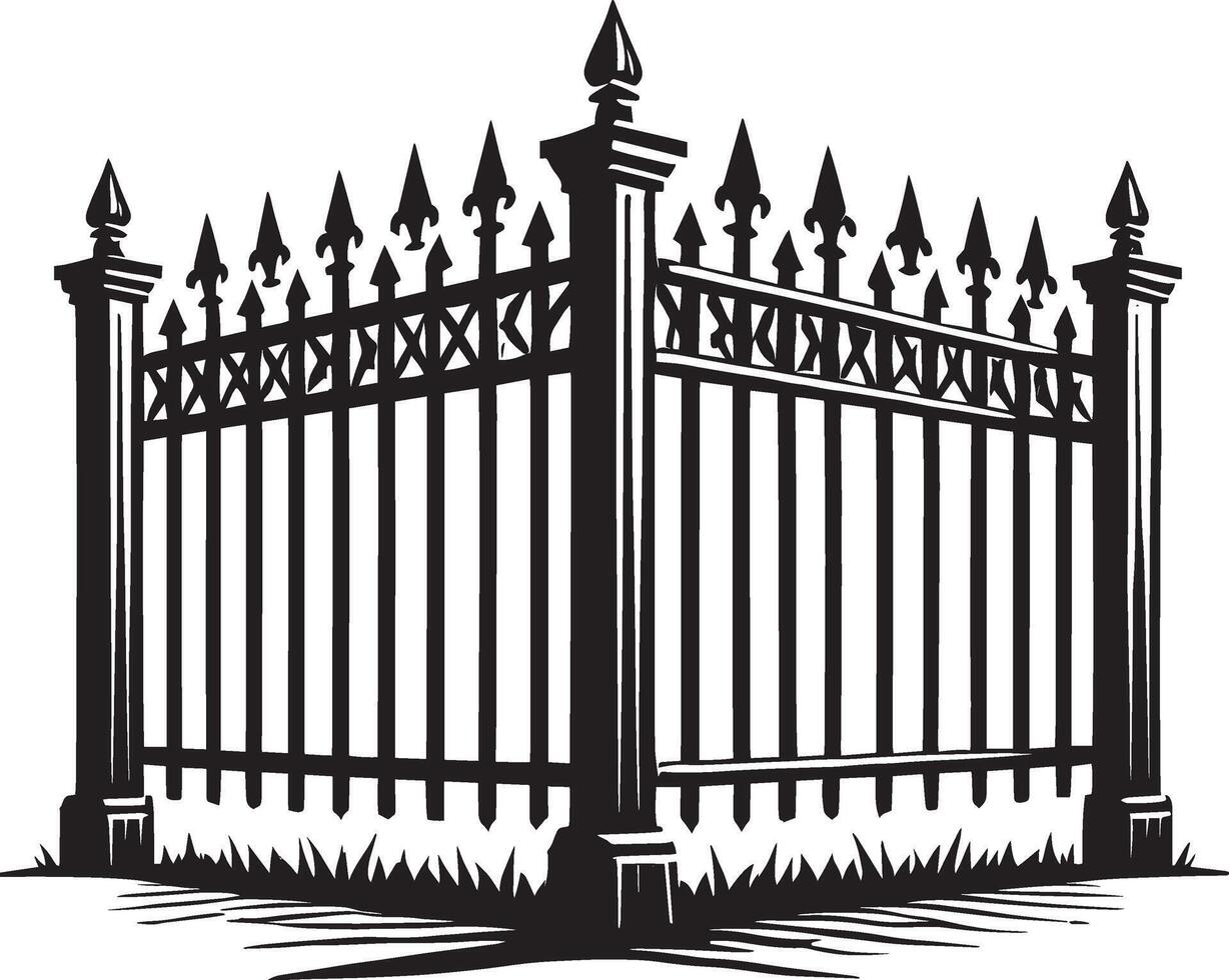 Iconic garden fence shape shadow against a white backdrop vector