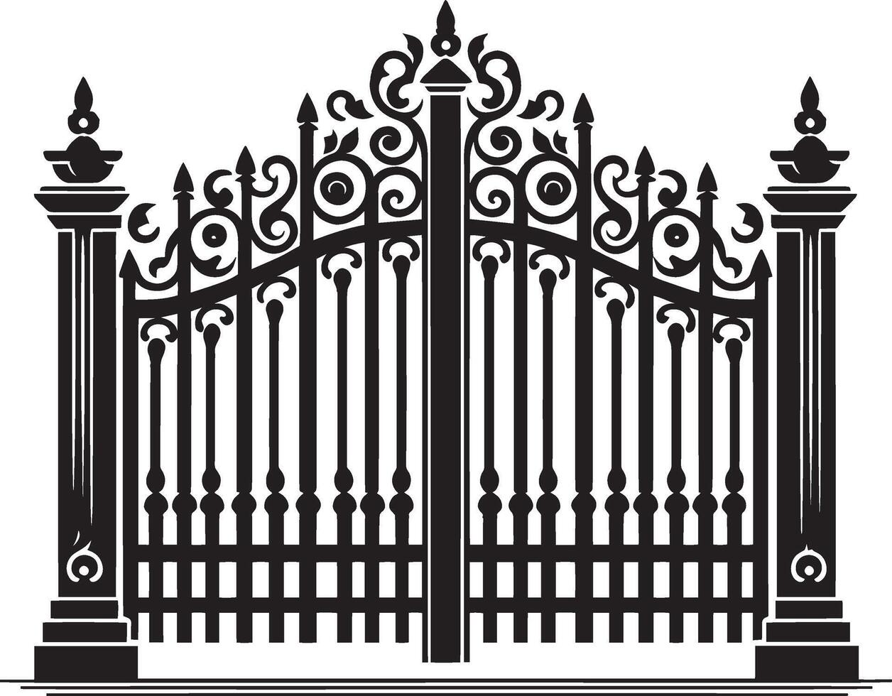 Artistic garden fence silhouette design on a pristine white surface vector
