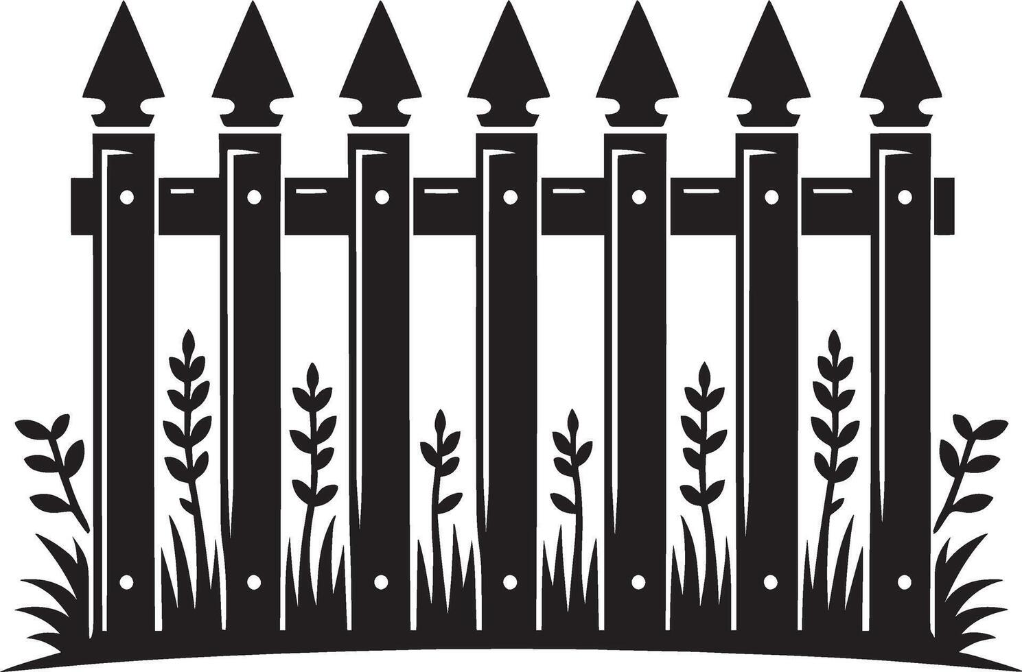 Graceful garden fence silhouette isolated on plain white vector