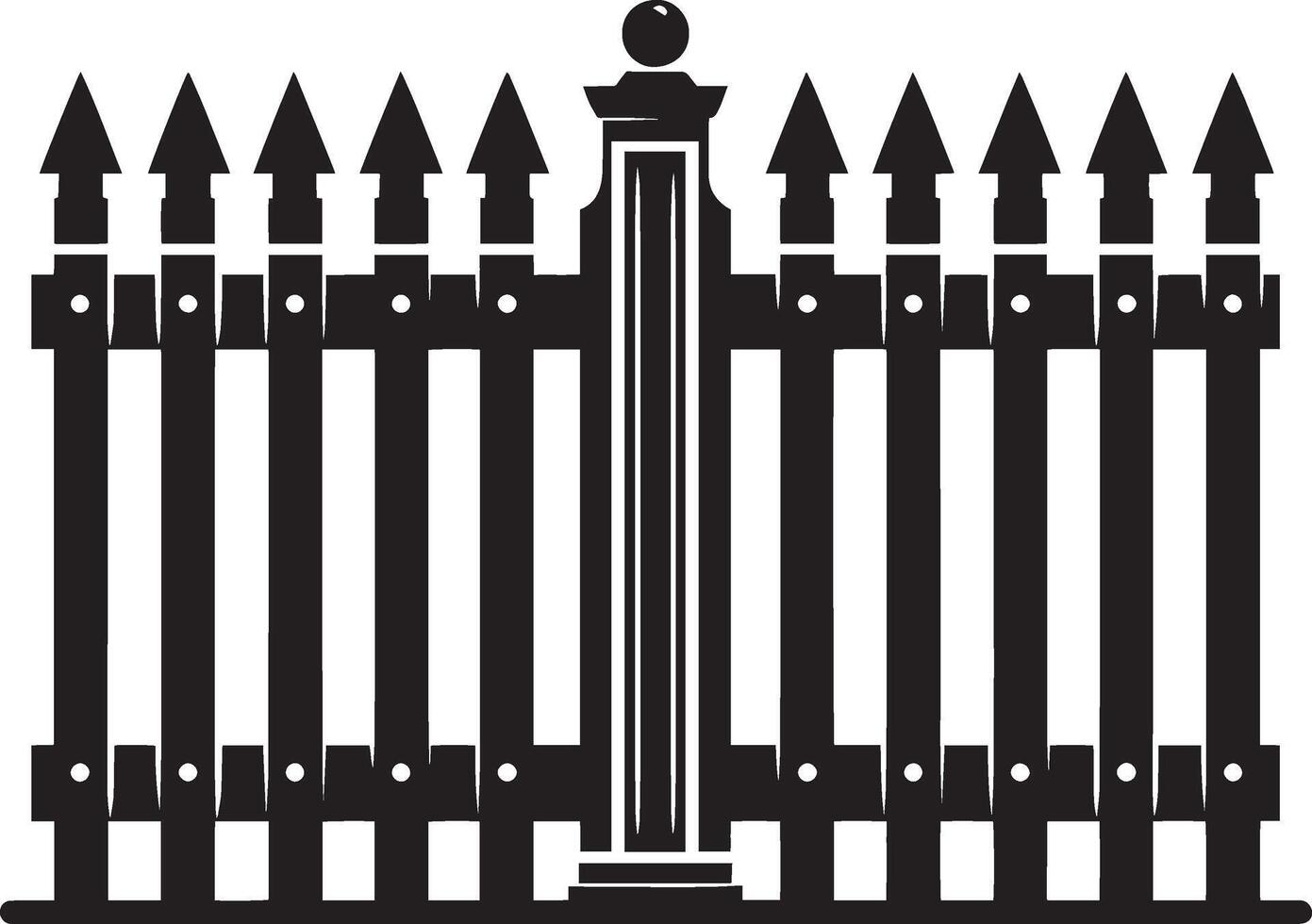 Bold garden fence shadow illustration on a blank white surface vector
