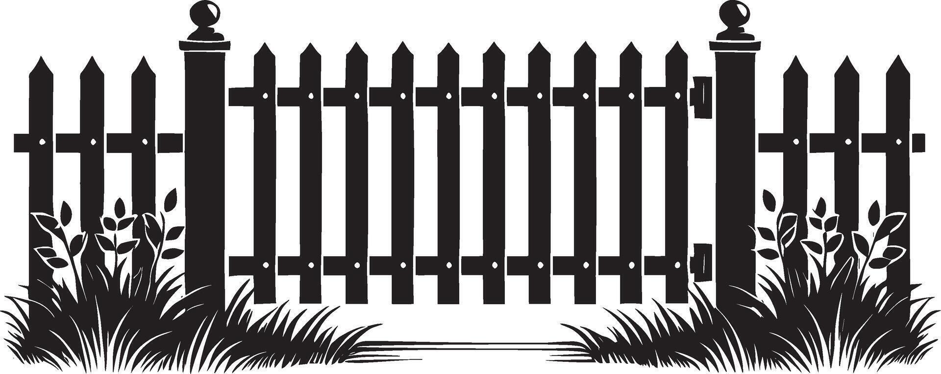 Minimalist garden fence shadow illustration on a crisp white backdrop vector