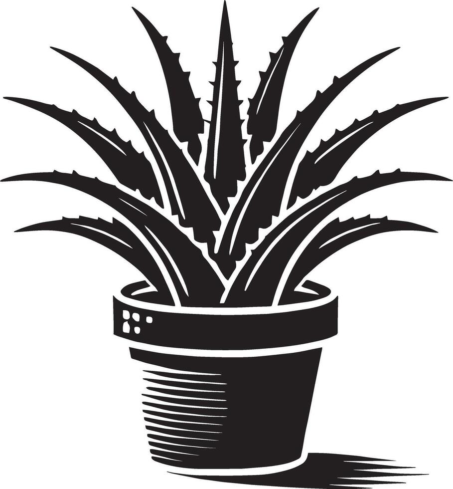 Bold aloe vera potted shape illustration against a white backdrop vector