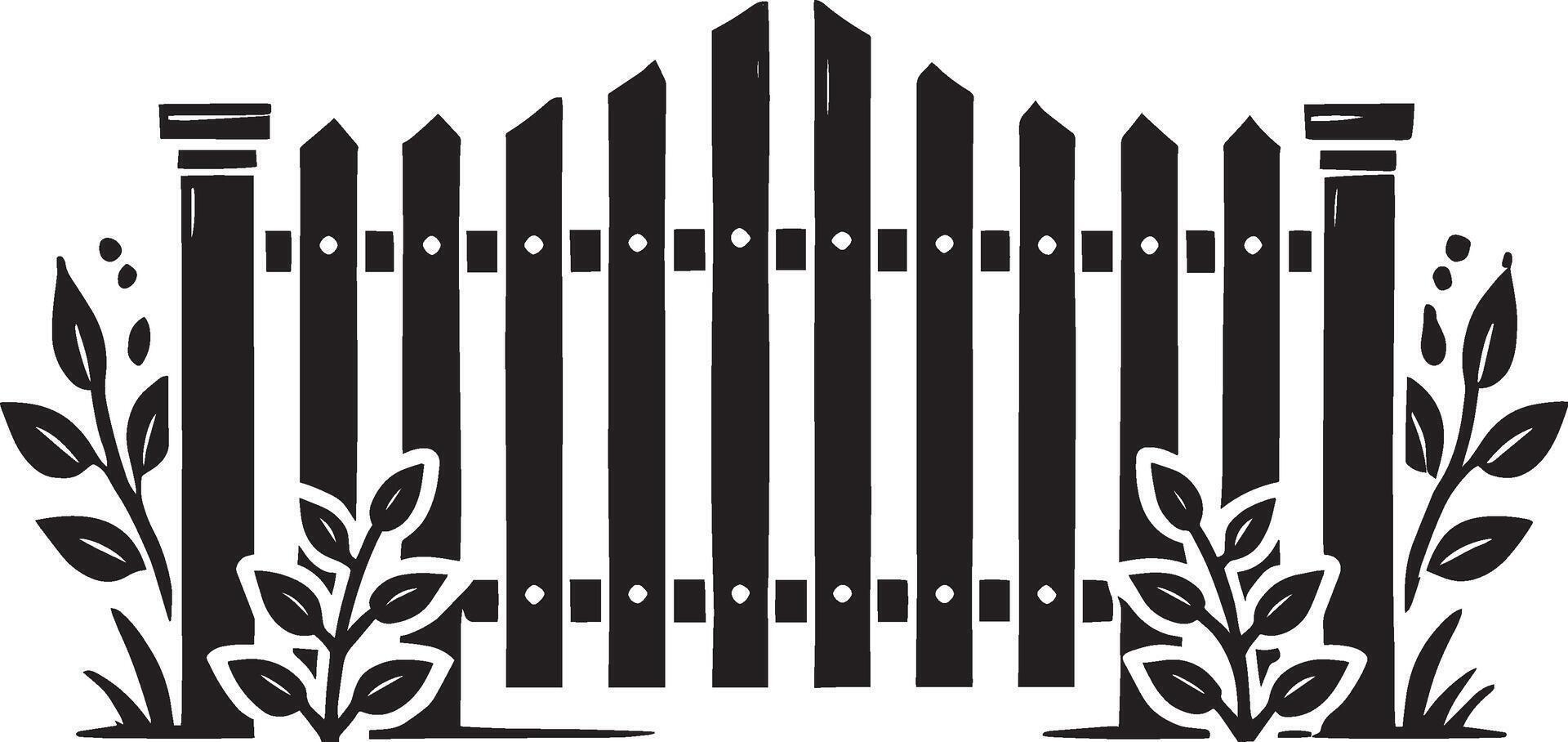 Classic garden fence silhouette artwork on white background vector