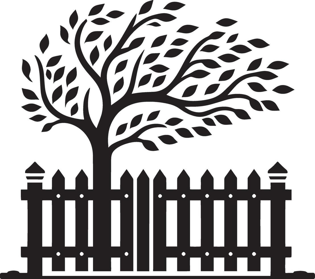 Bold garden fence silhouette design against a white backdrop vector