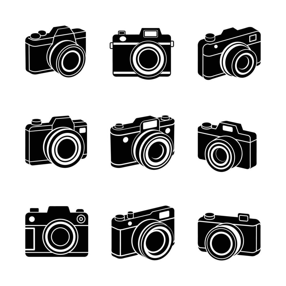 Electronic device clipart bundle with detailed silhouettes and line art. Perfect for creative and digital projects. vector