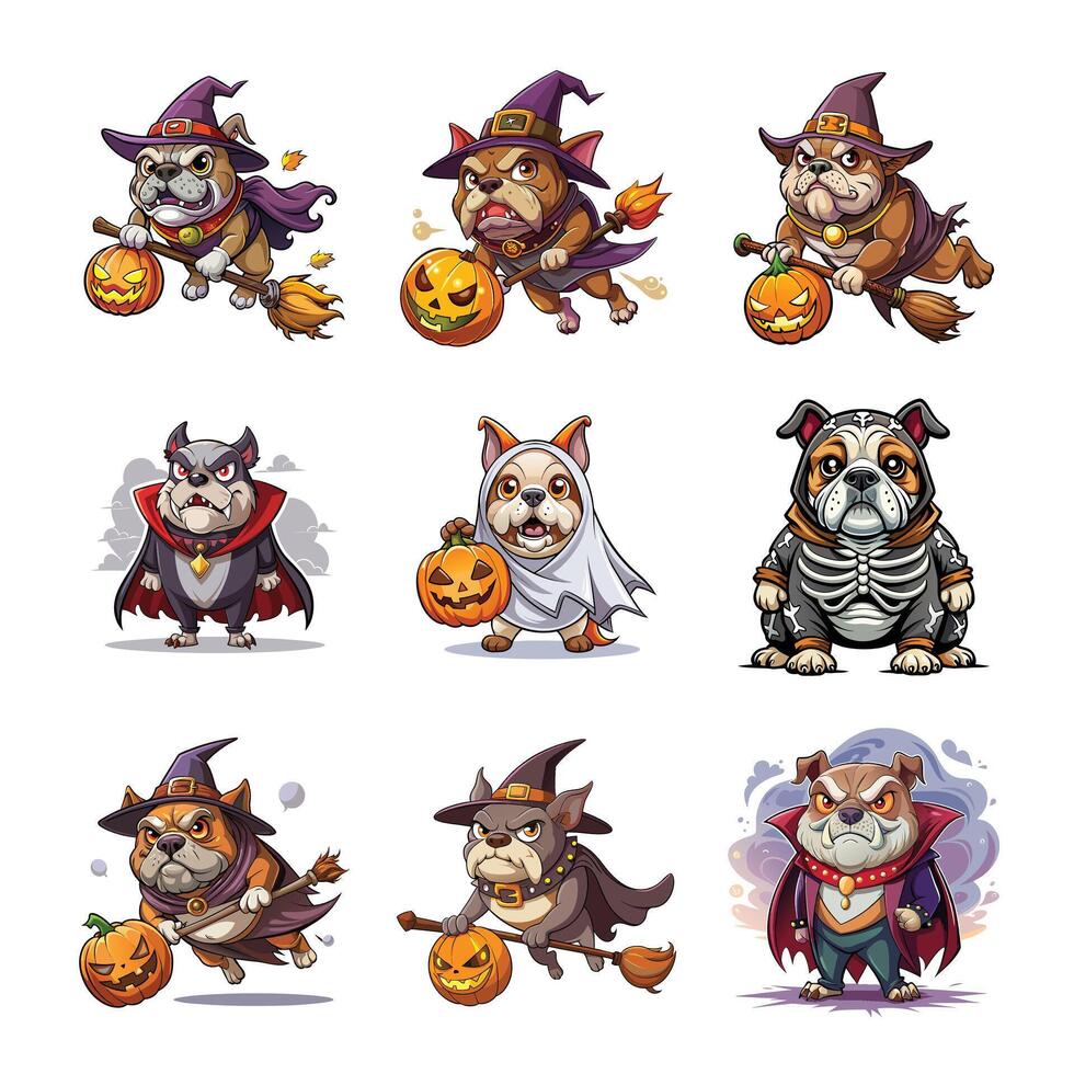 Halloween Day clipart set with creative designs of spooky elements for printing, merchandise, or digital downloads. vector