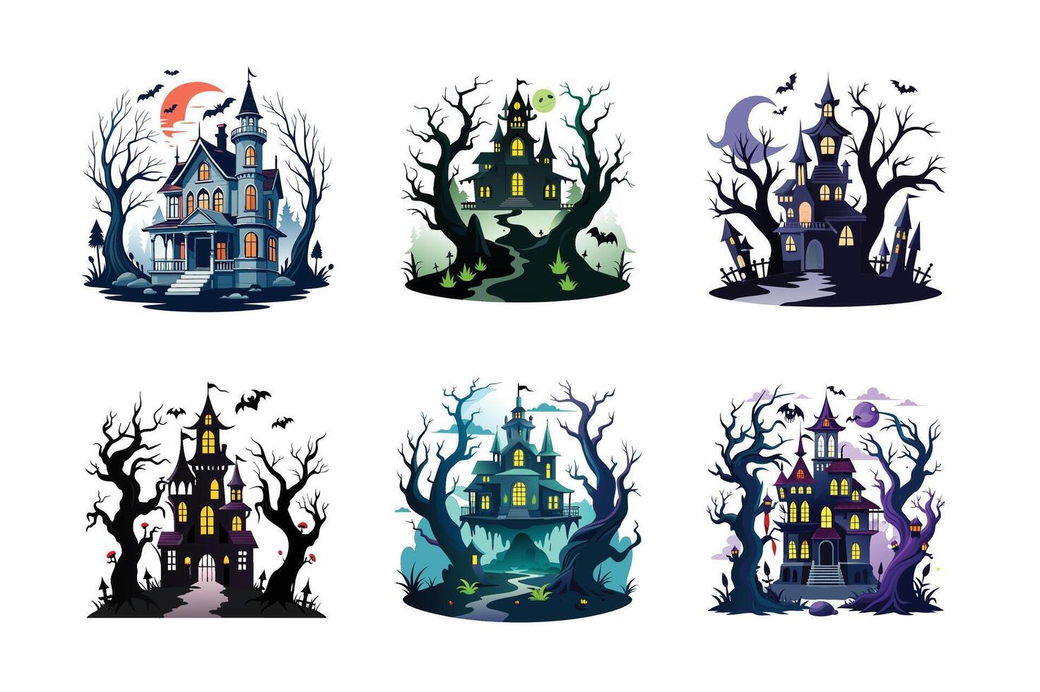 Halloween design with unique cartoon clipart for seasonal celebrations, crafts, or creative projects. vector
