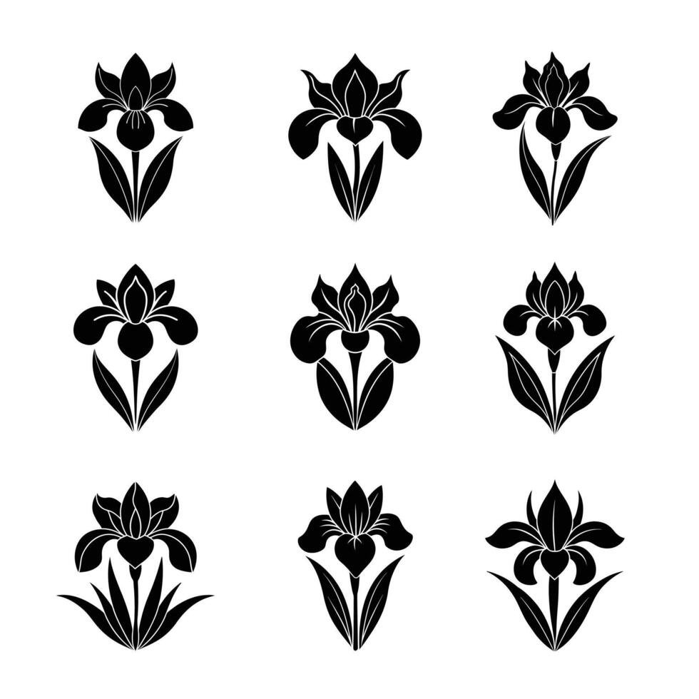 Flower silhouette bundle with beautiful line art and cartoon clipart. Great for personal and commercial projects. vector