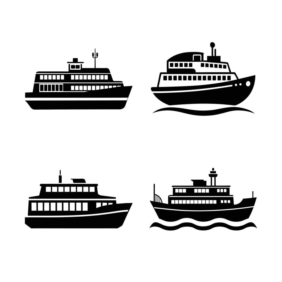 Four different types of boats on a white background vector