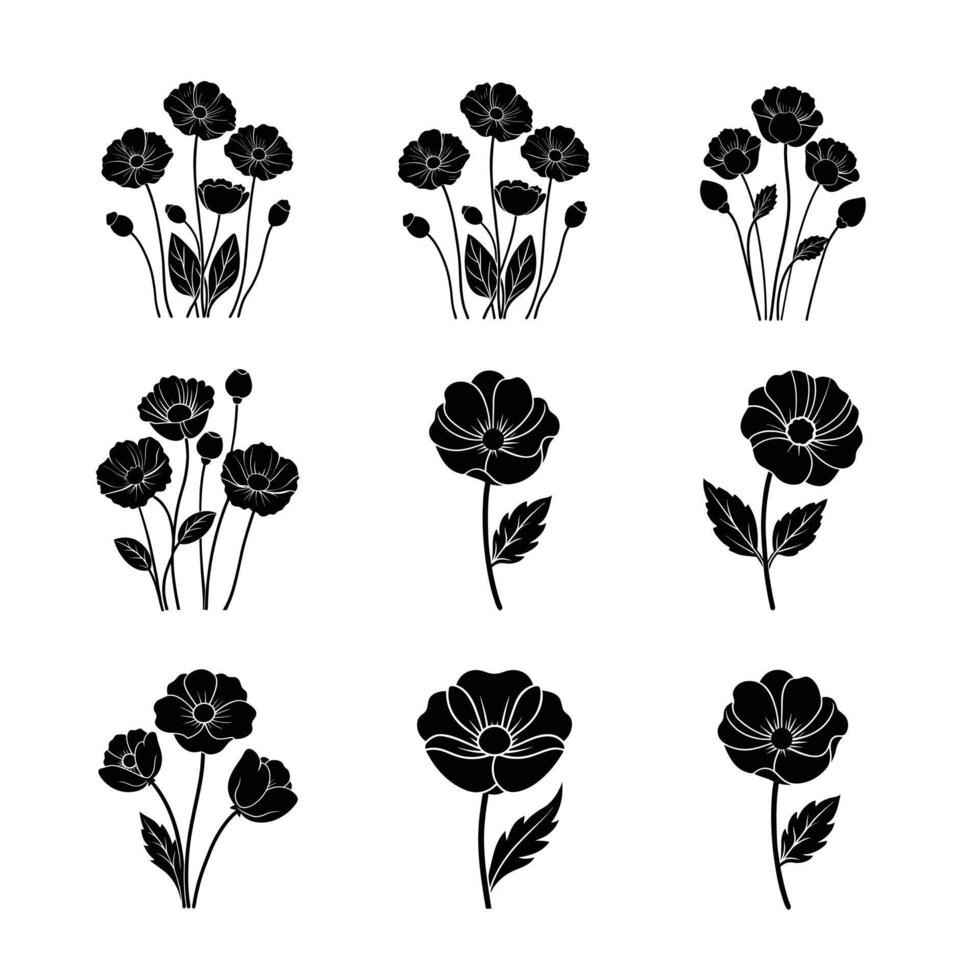 A unique floral design bundle with silhouettes, line art, and clipart. Perfect for DIY and digital creatives. vector