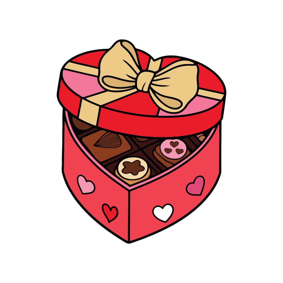 Valentine's day gift box with chocolates vector