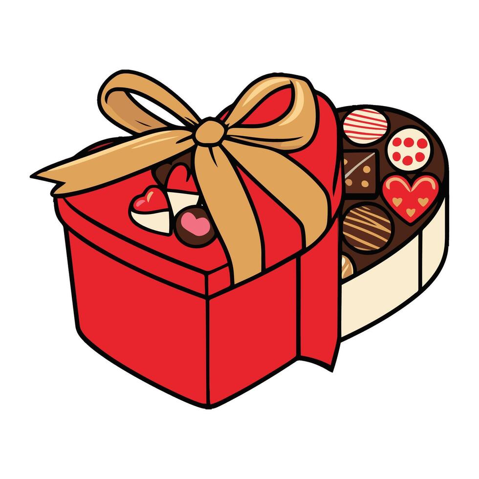 Valentine's day gift box with chocolates vector