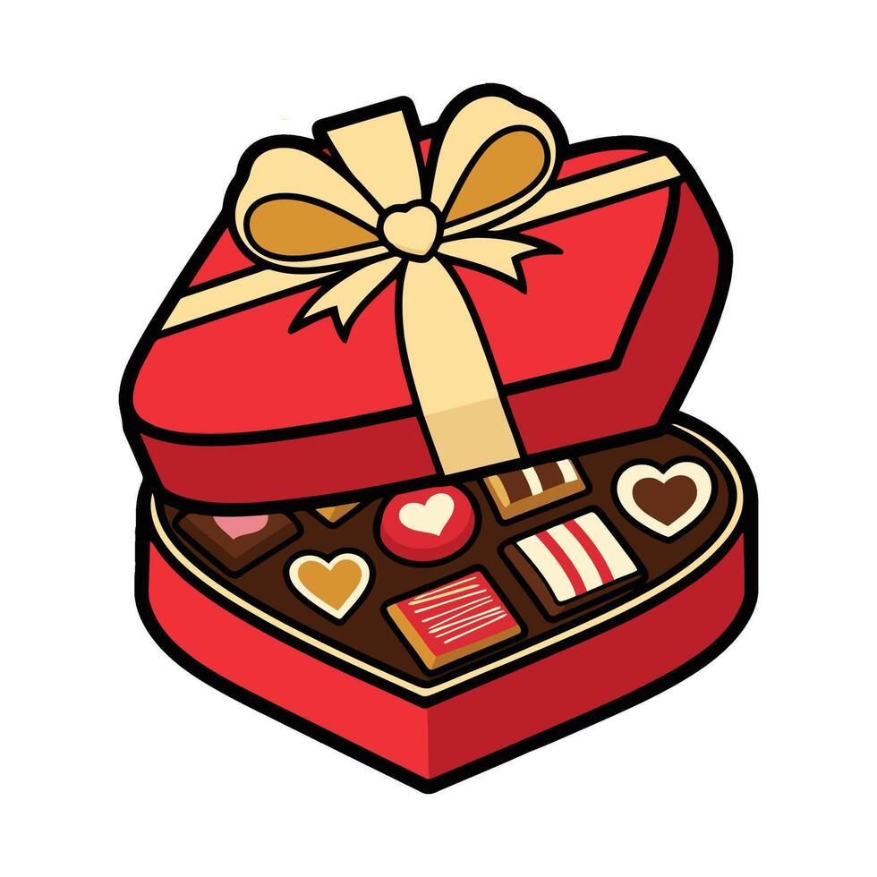 Valentine's day gift box with chocolates and hearts vector
