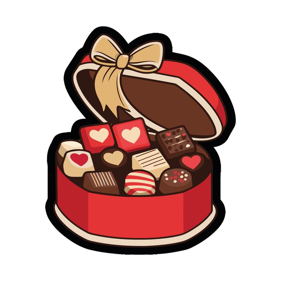 Valentine's day gift box with chocolates and candies vector