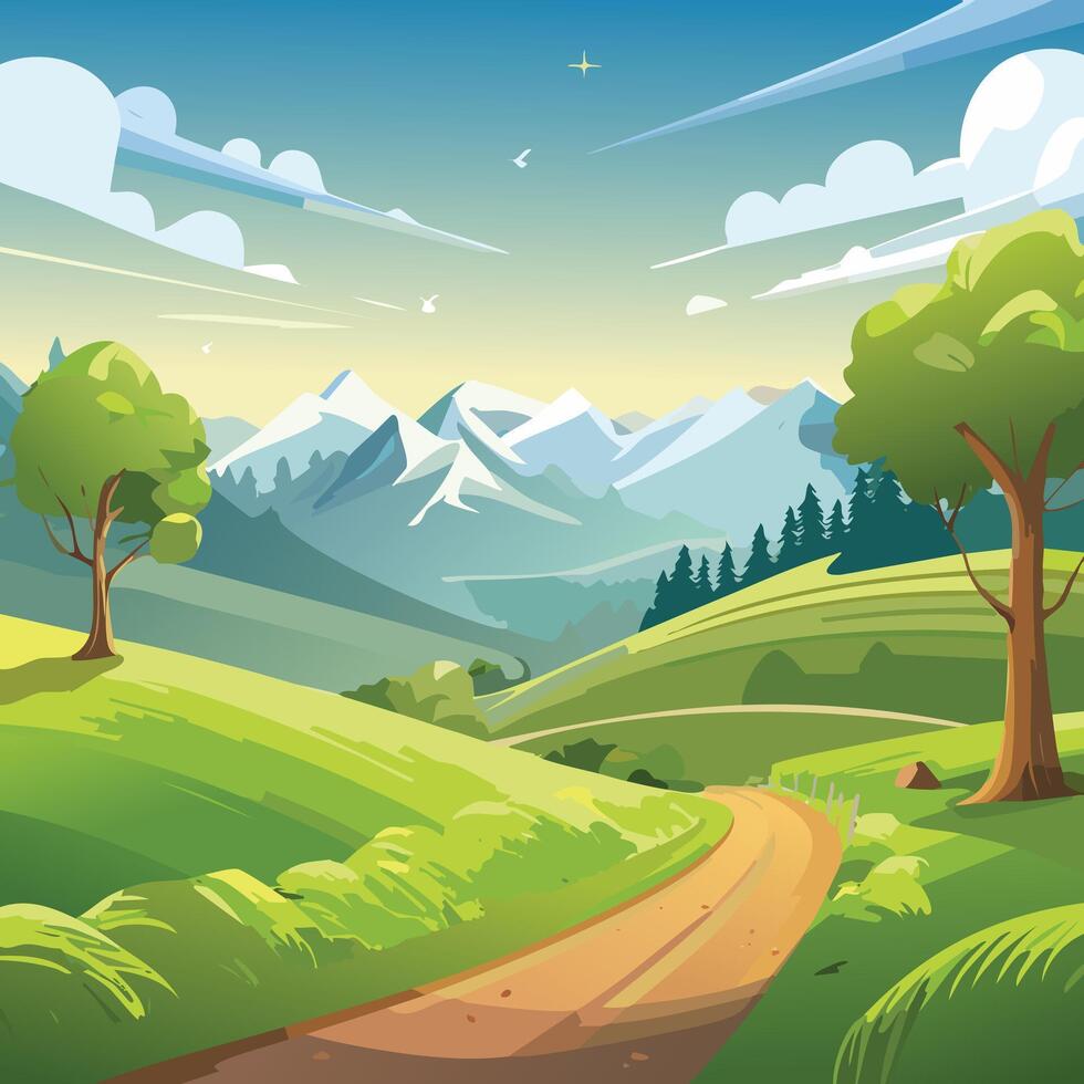 Beautiful landscape illustration of mountains vector