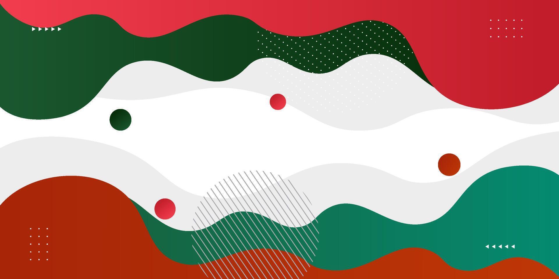 Dynamic abstract background in green and red colors with wave shapes. Simple stylish background with fresh and colorful creative elements. Eps10 vector