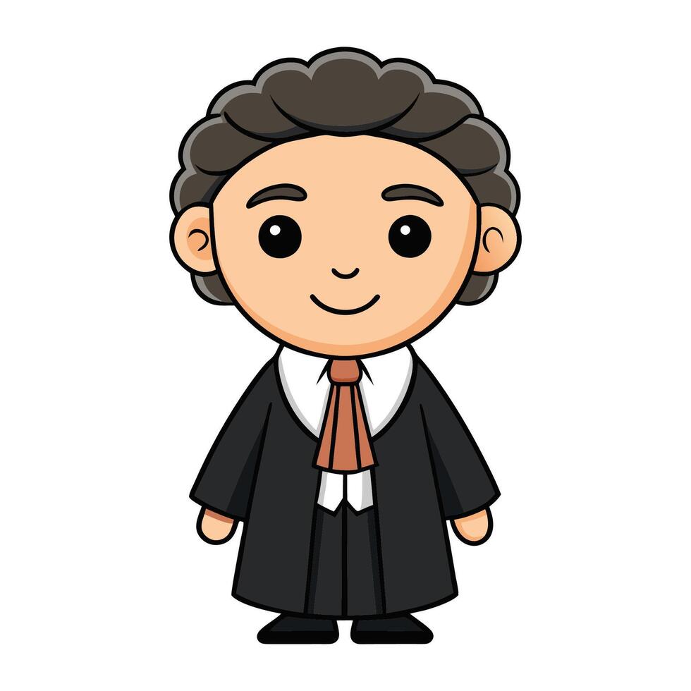 A Cartoon Lawyer Character Illustration in a Black Suit vector