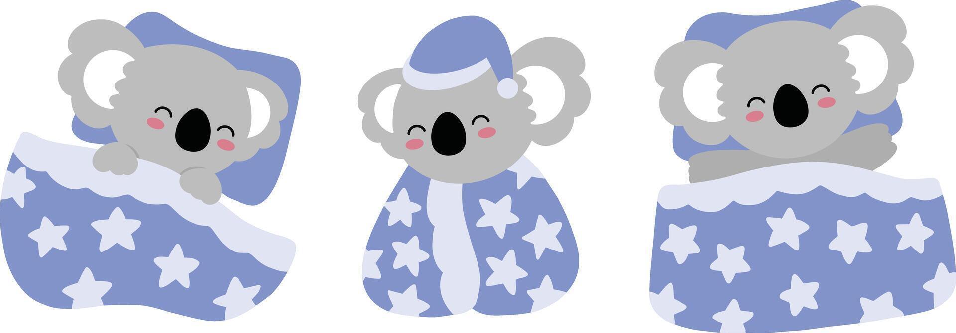 Cute Koala Cartoon Sleep Warm And Cozy Winter vector