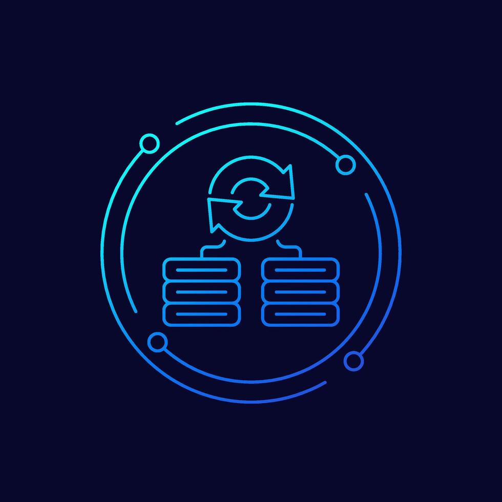 backup servers data icon, linear design vector