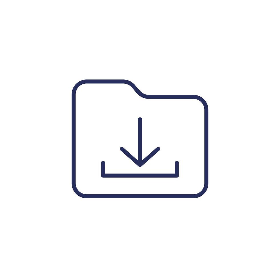 Download folder icon, line vector