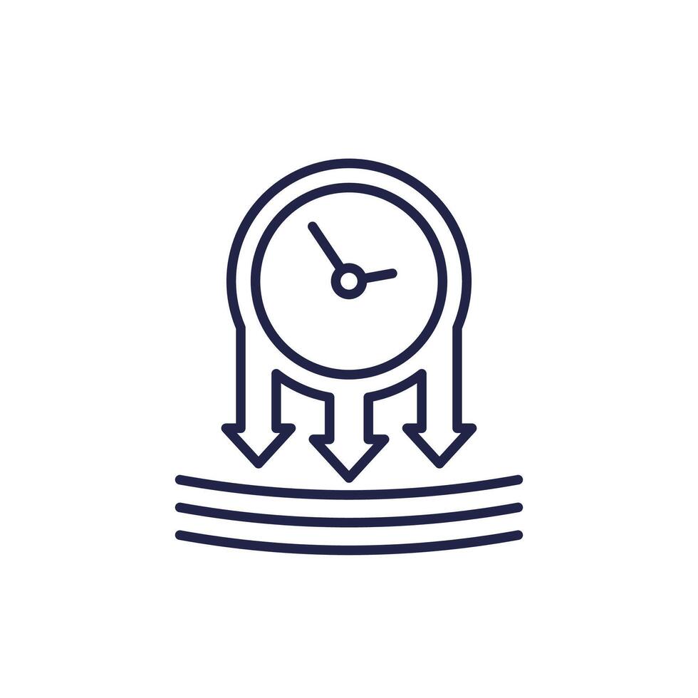 pressure or impact line icon with a clock vector